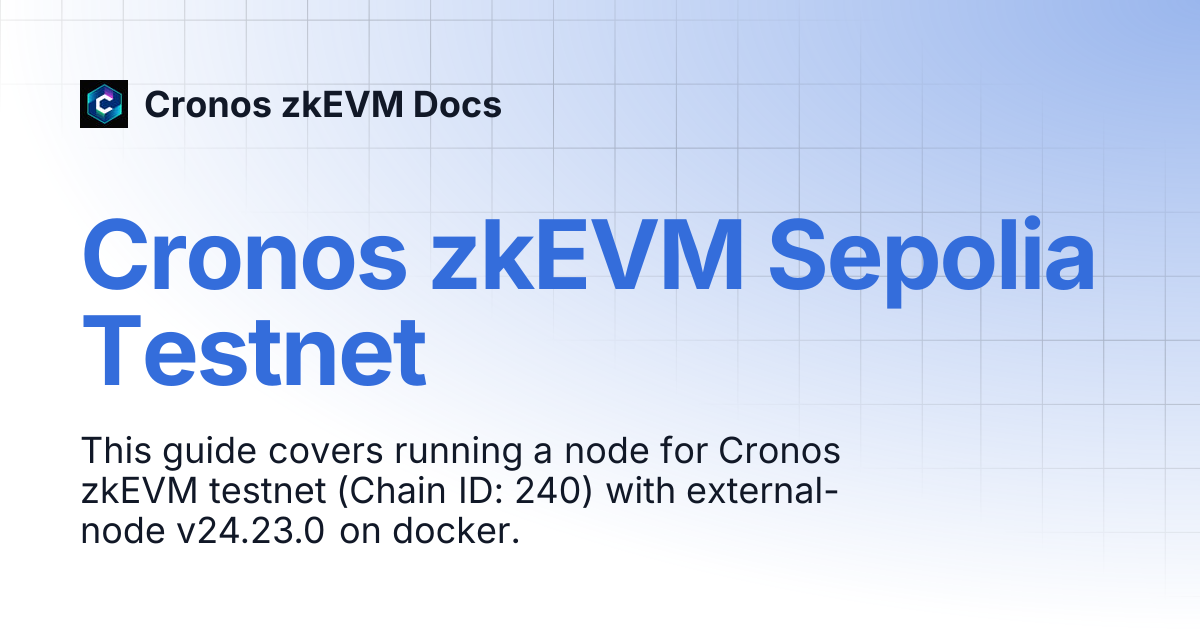 Cronos zkEVM Sepolia Testnet | Cronos zkEVM Docs